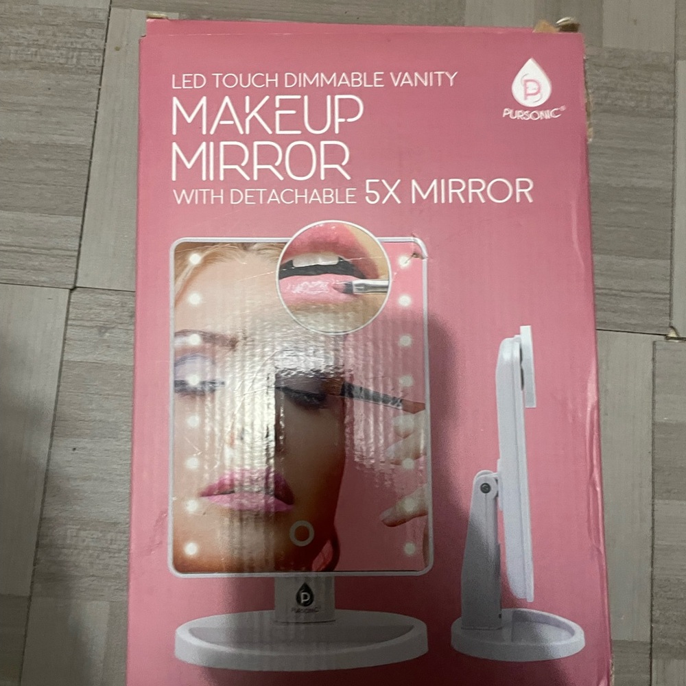 Pursonic LED Touch Vanity Makeup Mirror - White NIB - Picture 2 of 5